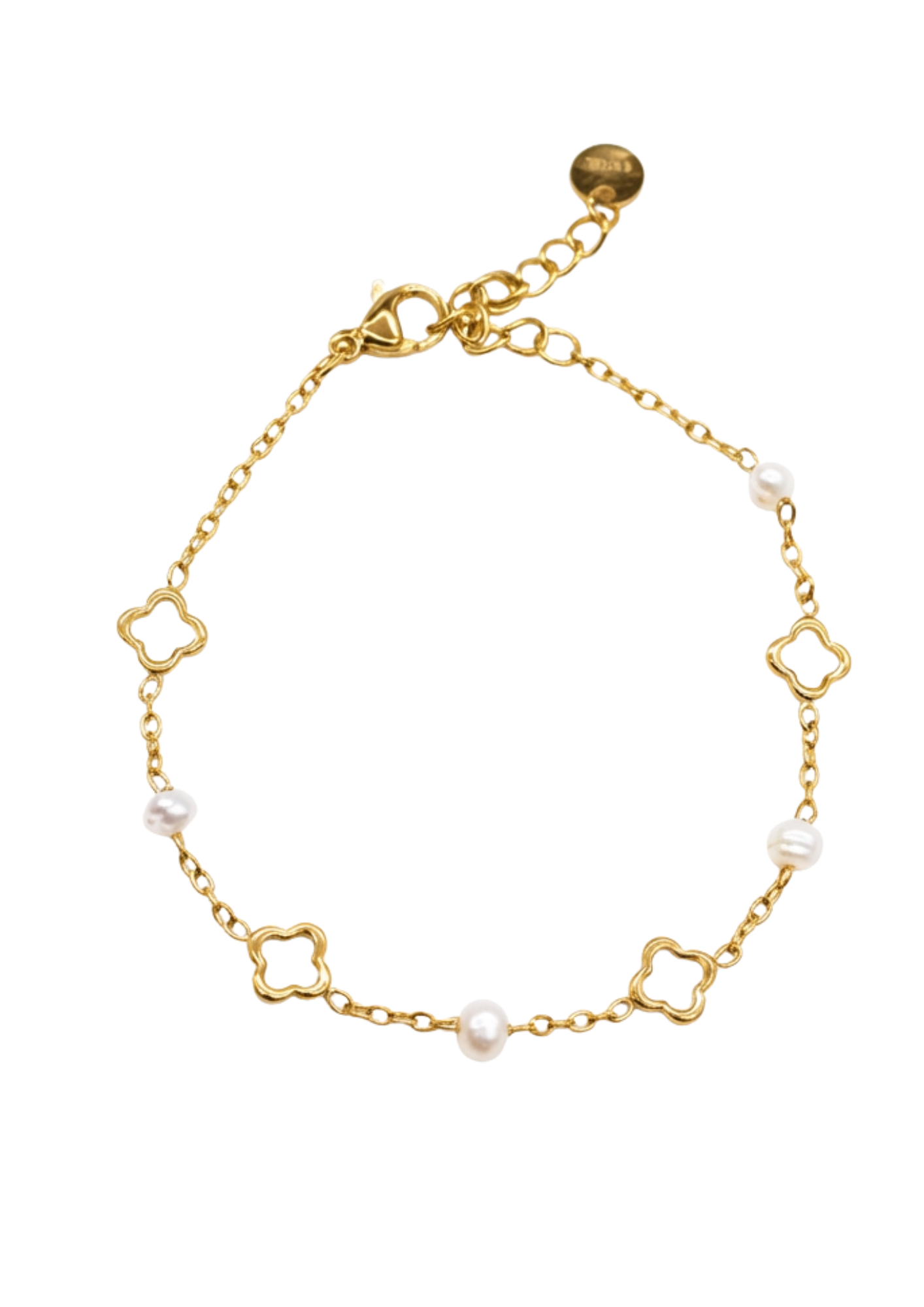 Bracelet Acier Inoxydable Trèfle Perle