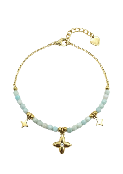 Bracelet Acier Inoxydable Perles Pendentif