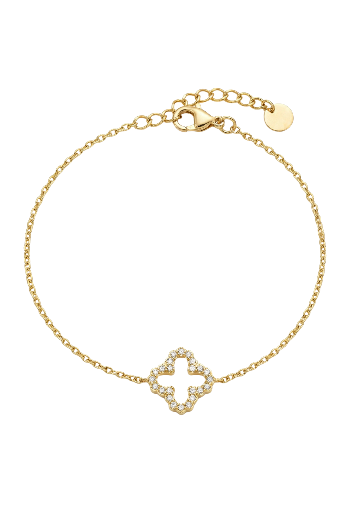 Bracelet Acier Inoxydable Trèfle Strass Ajouré