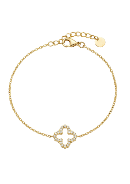 Bracelet Acier Inoxydable Trèfle Strass Ajouré