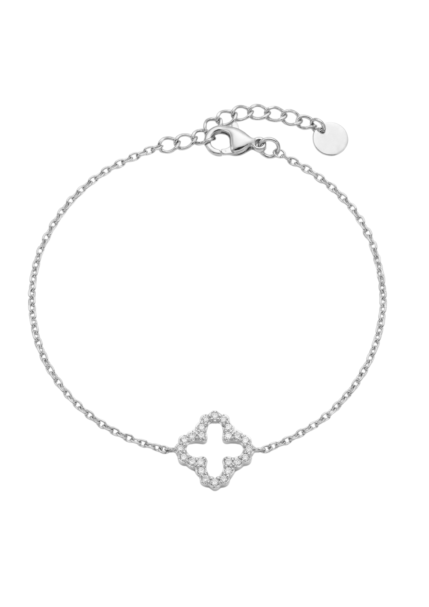 Bracelet Acier Inoxydable Trèfle Strass Ajouré