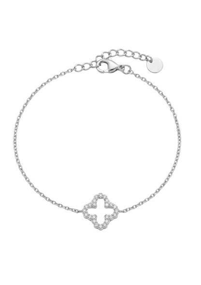 Bracelet Acier Inoxydable Trèfle Strass Ajouré