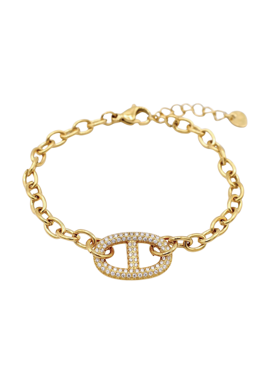 Bracelet Acier Inoxydable Maille Marine Zircon