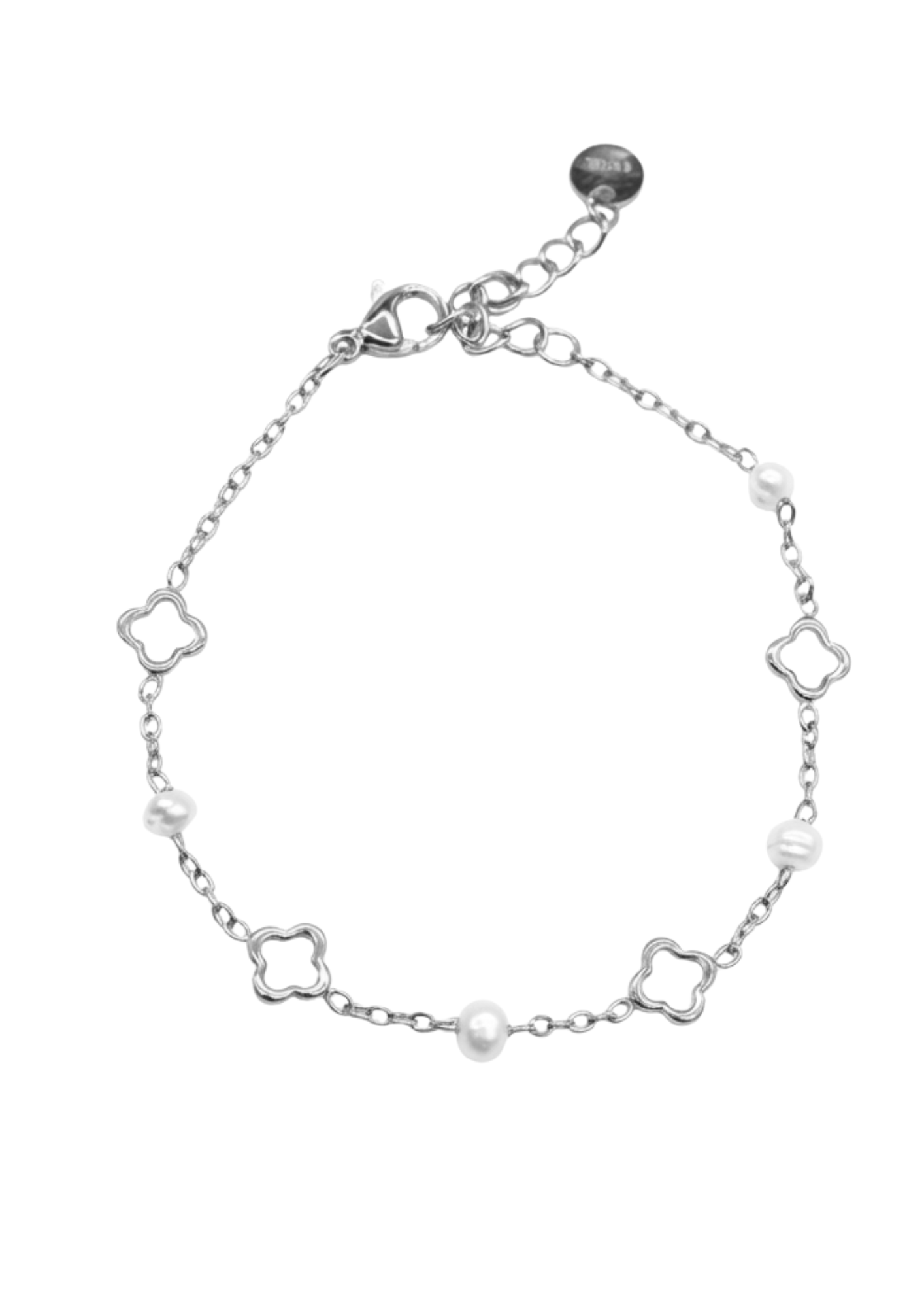 Bracelet Acier Inoxydable Trèfle Perle