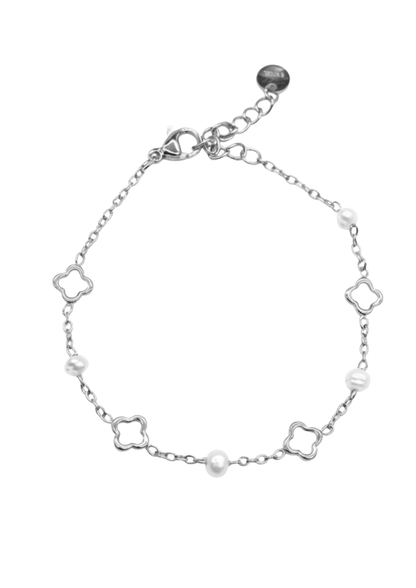 Bracelet Acier Inoxydable Trèfle Perle